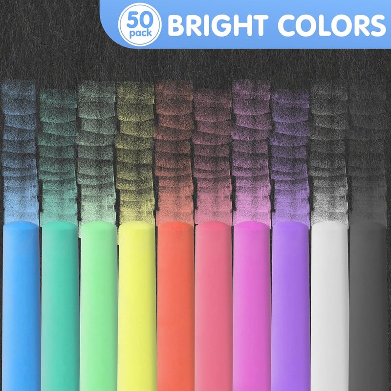 FELIZROCA 50 Pack Washable Sidewalk Chalks for Kids Non-Toxic Jumbo Chalk for Outdoor Art Play, Colored Chalk for Painting on Chalkboard, Blackboard and Playground(Blue) - Image 4